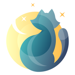 Cat staring at moon logo PNG Design