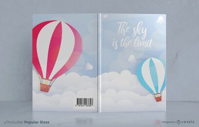 Diseño de portada de libro de globos aerostáticos.