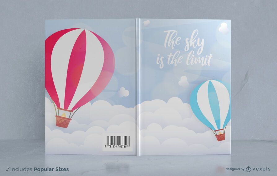 Diseño de portada de libro de globos aerostáticos Diseño de portada de libro de globos aerostáticos