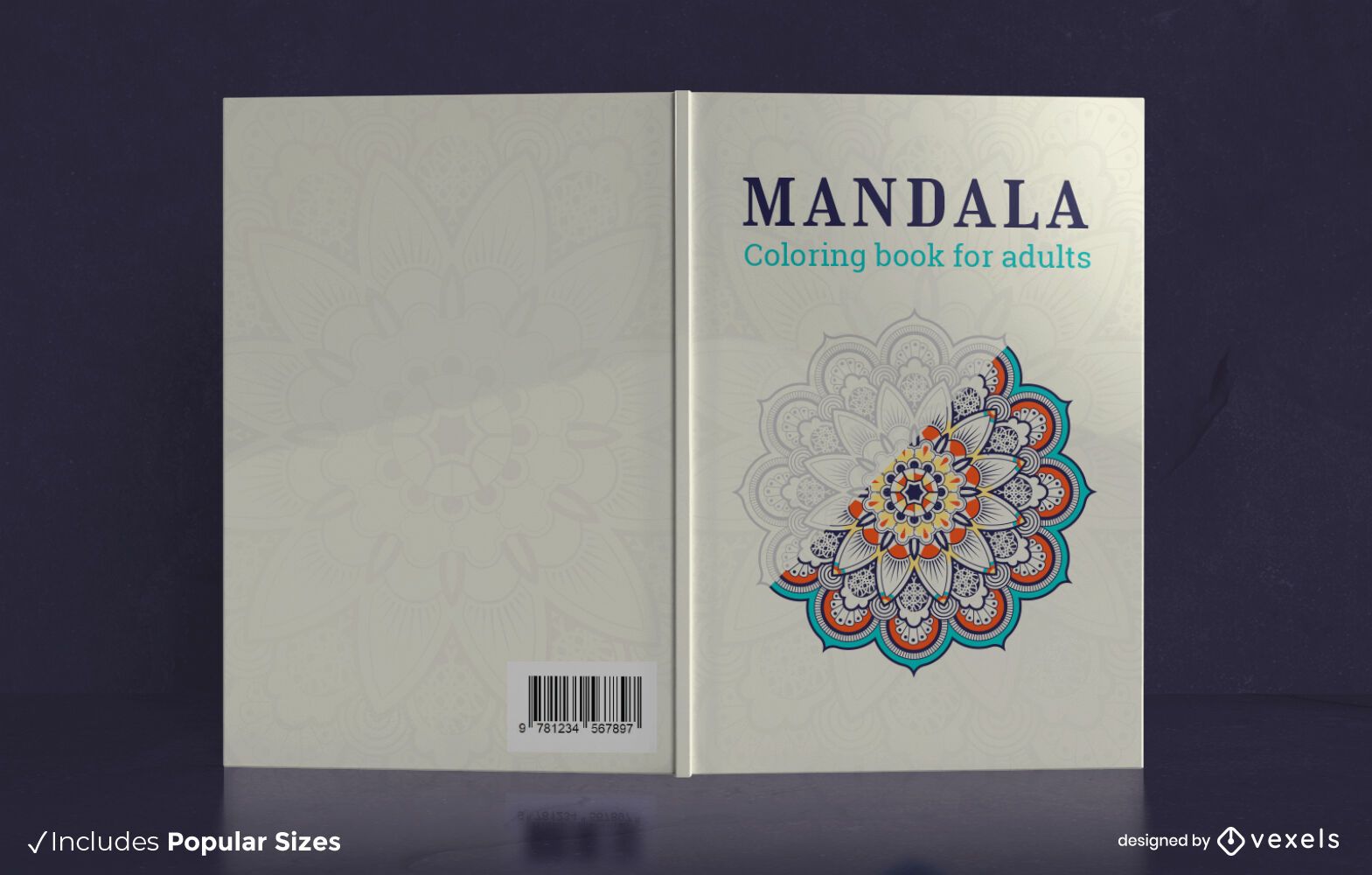 Design de capa de livro para colorir mandala