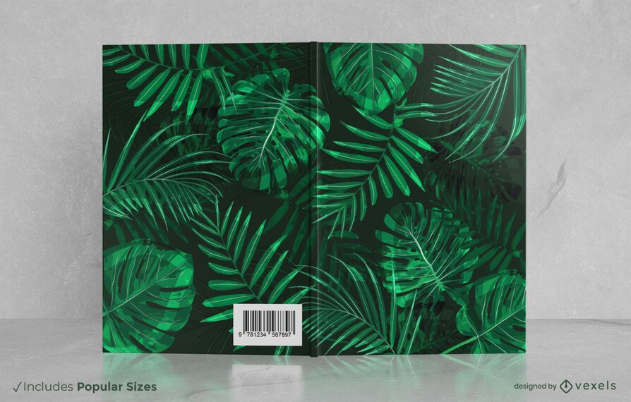 Diseño de portada de libro de hojas tropicales Diseño de portada de libro de hojas tropicales