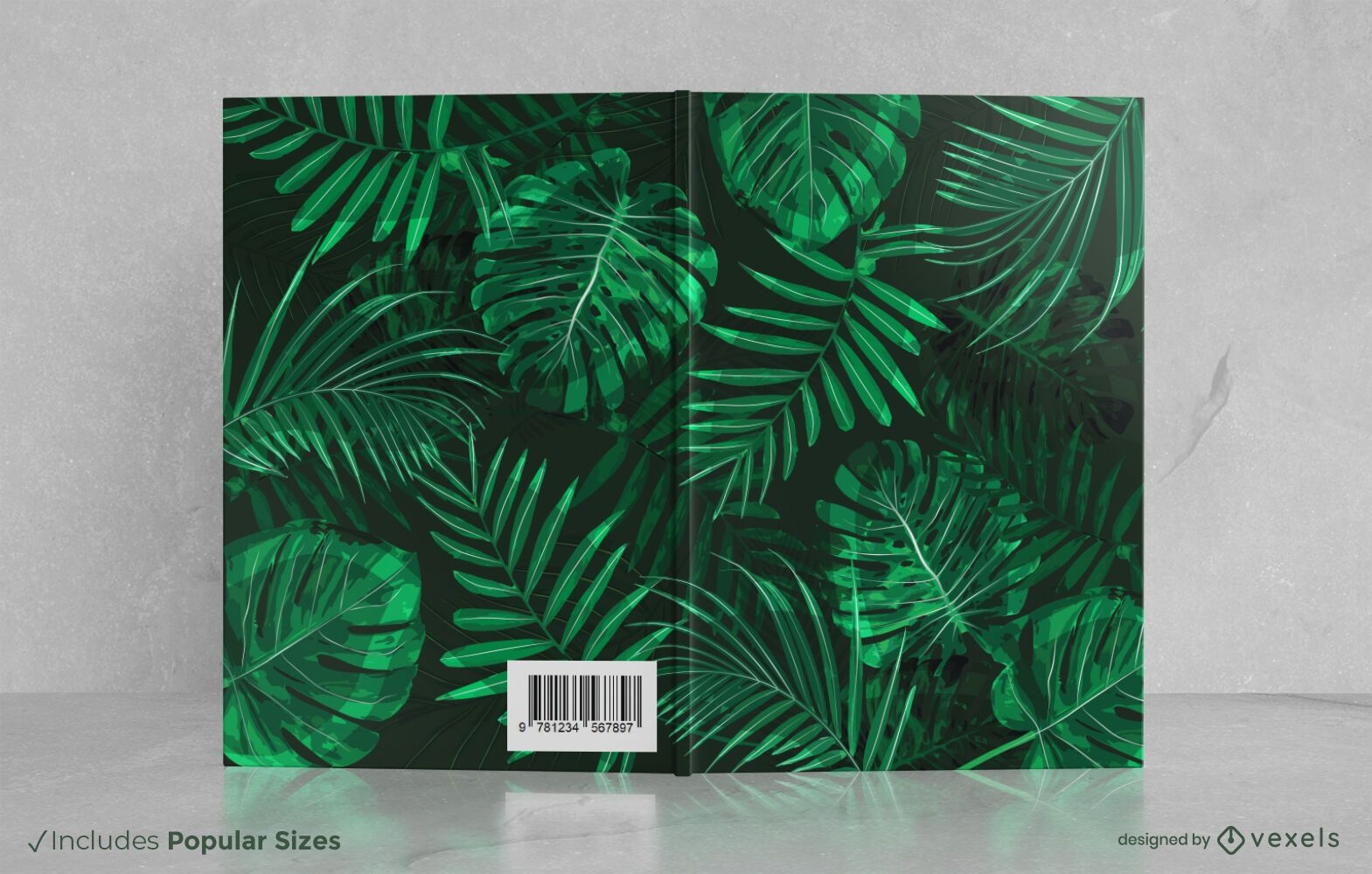 Buchcover-Design mit tropischen Blättern