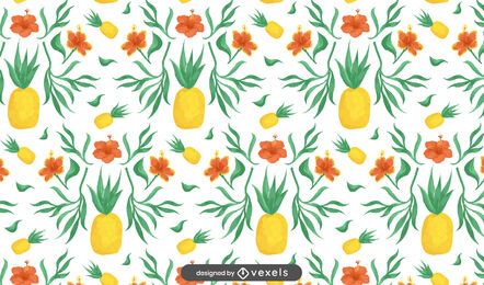 Blumen Ananas Muster Design Blumen Ananas Muster Design