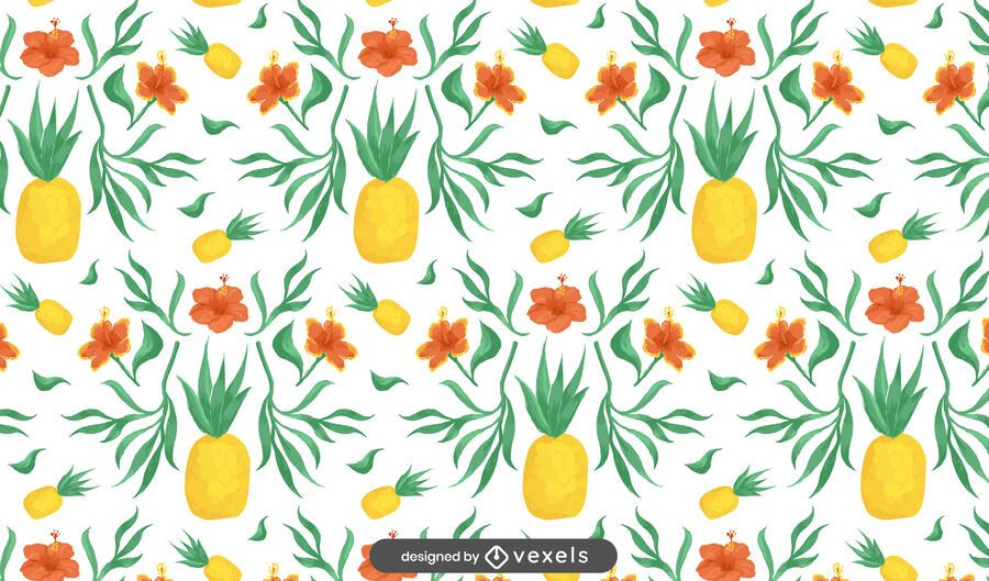 Blumen Ananas Muster Design Blumen Ananas Muster Design