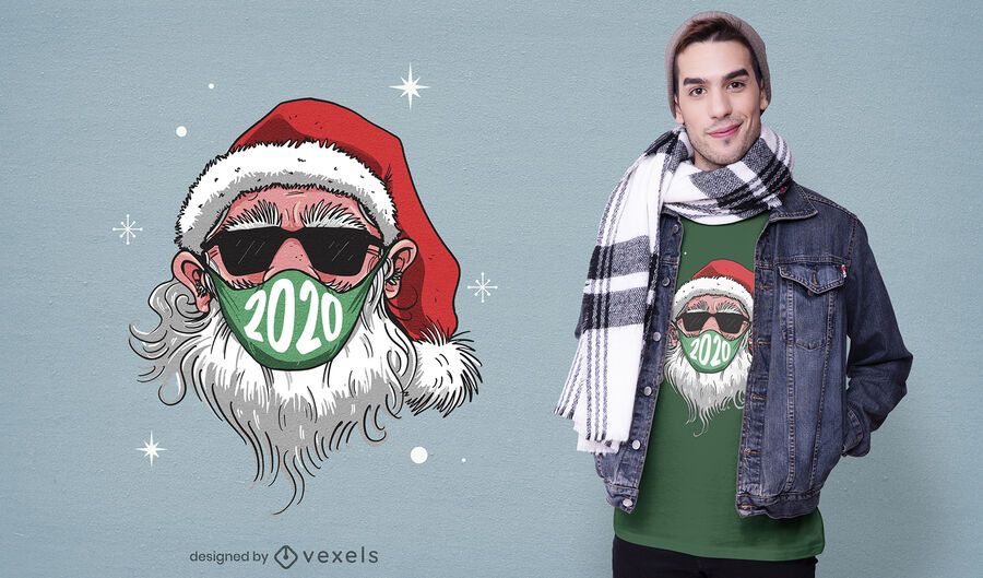 Design de t-shirt de máscara facial de Papai Noel Design de t-shirt de máscara facial de Papai Noel
