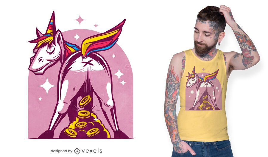 Diseño de camiseta de unicornio Bitcoin Diseño de camiseta de unicornio Bitcoin