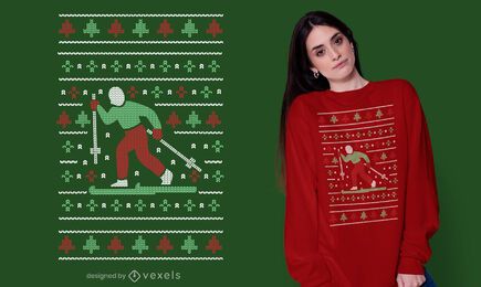 Ugly sweater skiing t-shirt design