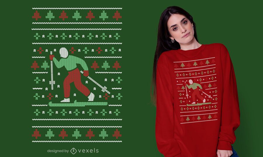 Ugly sweater skiing t-shirt design Ugly sweater skiing t-shirt design