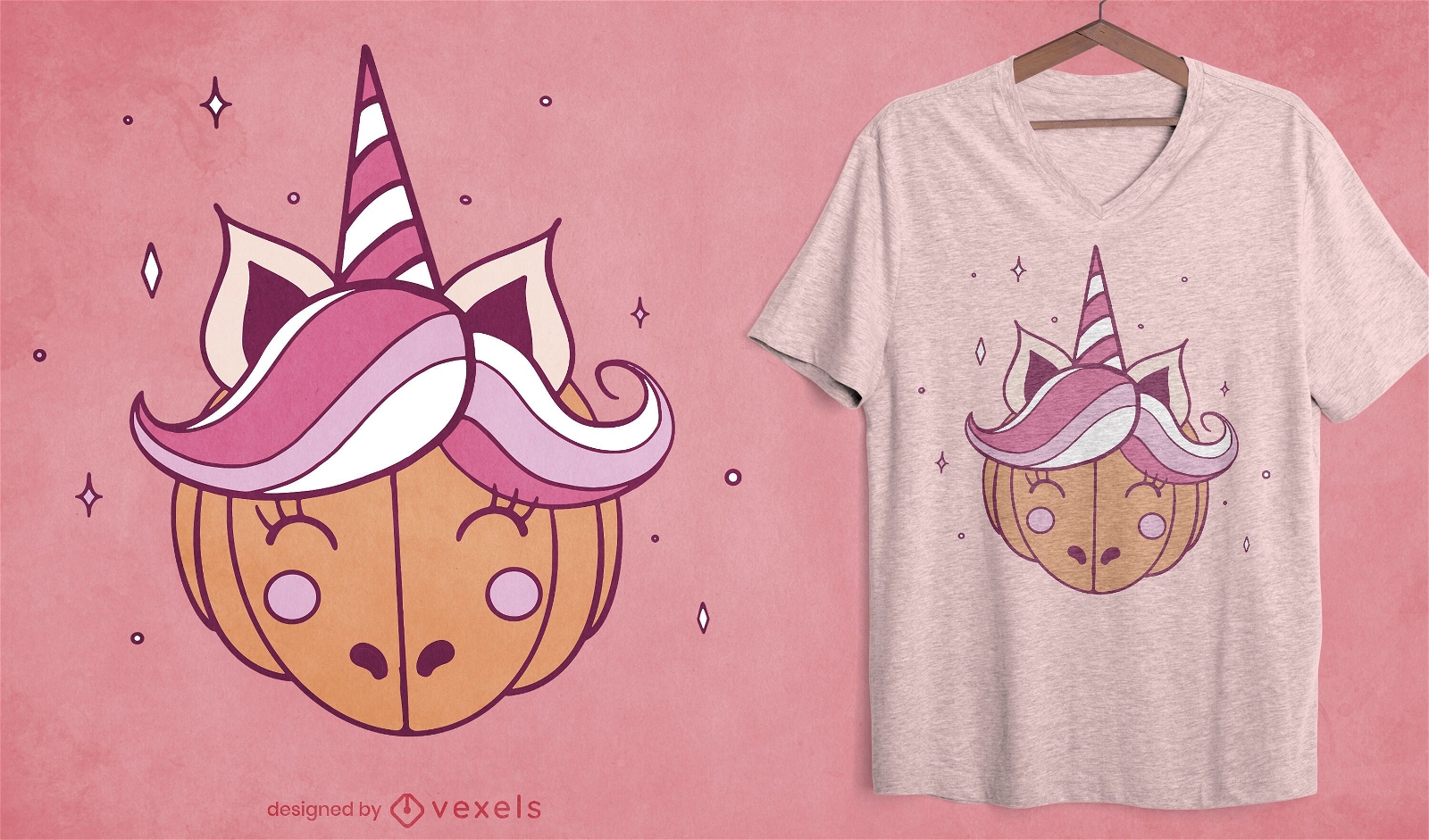 Pumpkin unicorn t-shirt design