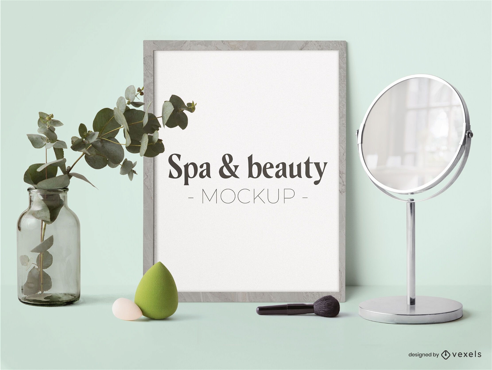 Composición de maqueta de póster de spa y belleza