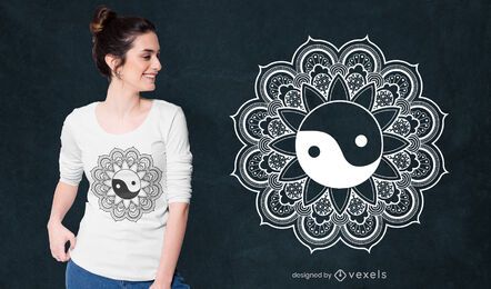 Diseño de camiseta mandala yin yang