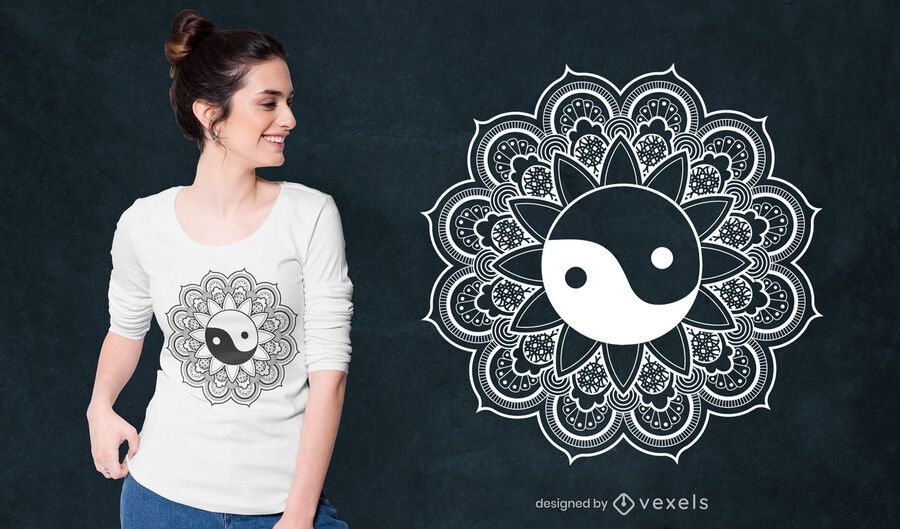 Download Mandala Yin Yang T Shirt Design Vector Download