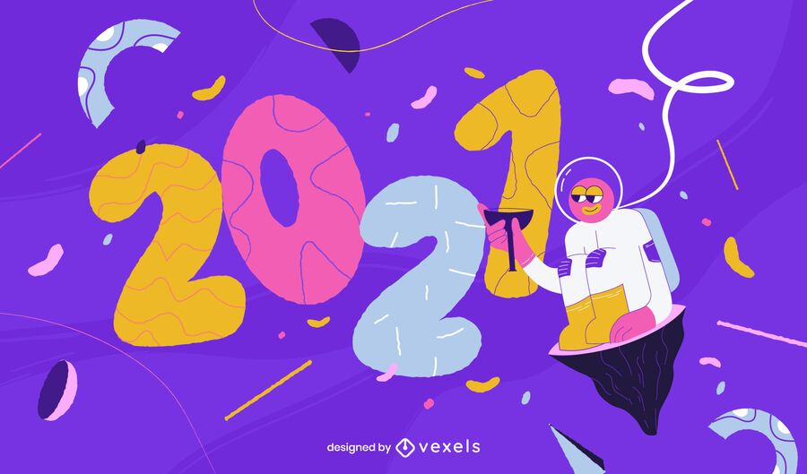New year 2021 astronaut illustration New year 2021 astronaut illustration