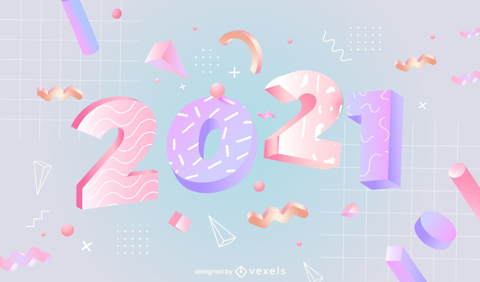 New Year 2021 3d Illustration Vector Download