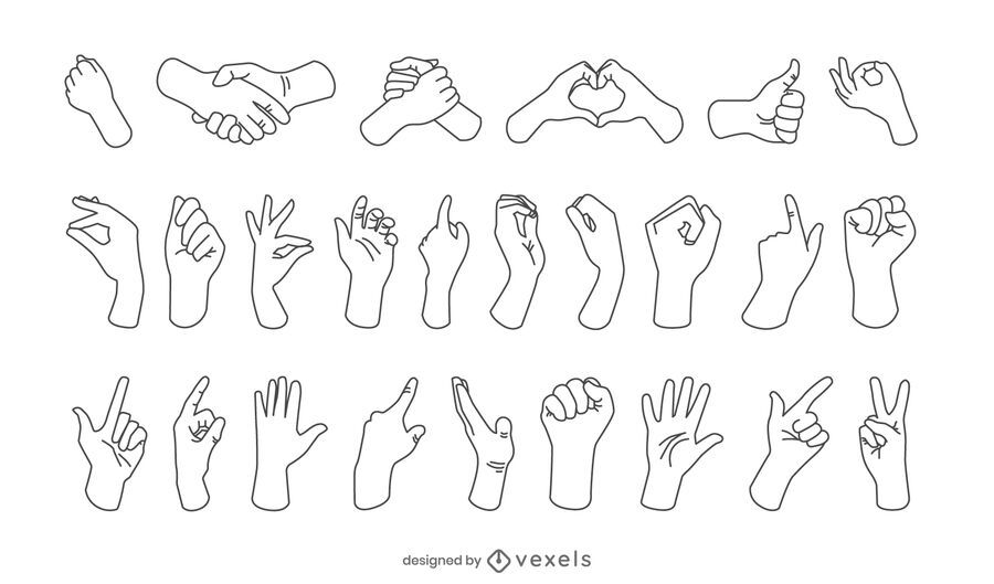 Hand gestures stroke collection Hand gestures stroke collection