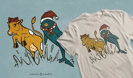 Design de camisetas de golfinhos e vacas