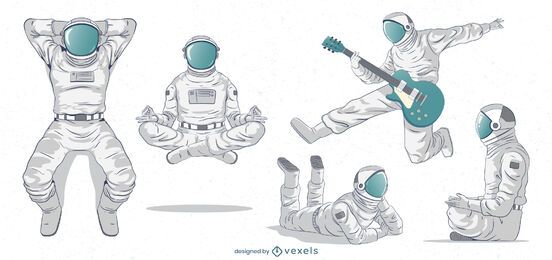 Cool astronauts character set Cool astronauts character set