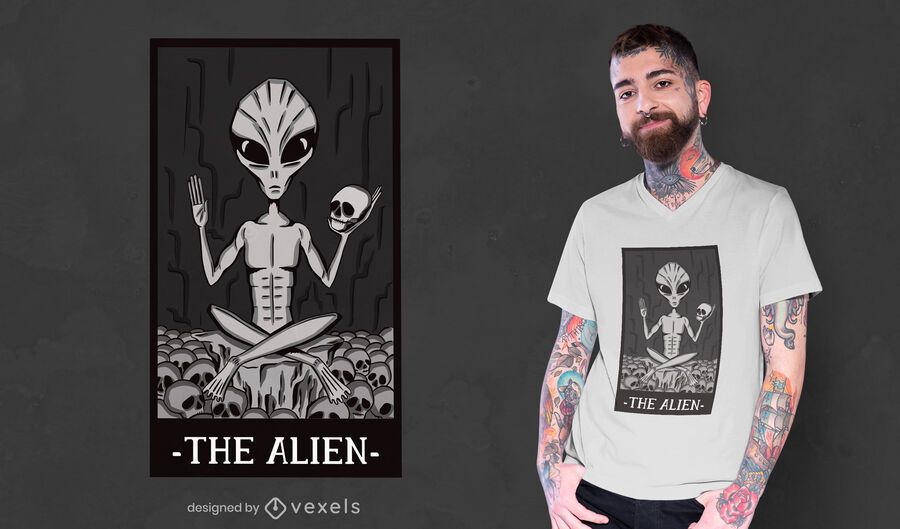 The alien card t-shirt design The alien card t-shirt design