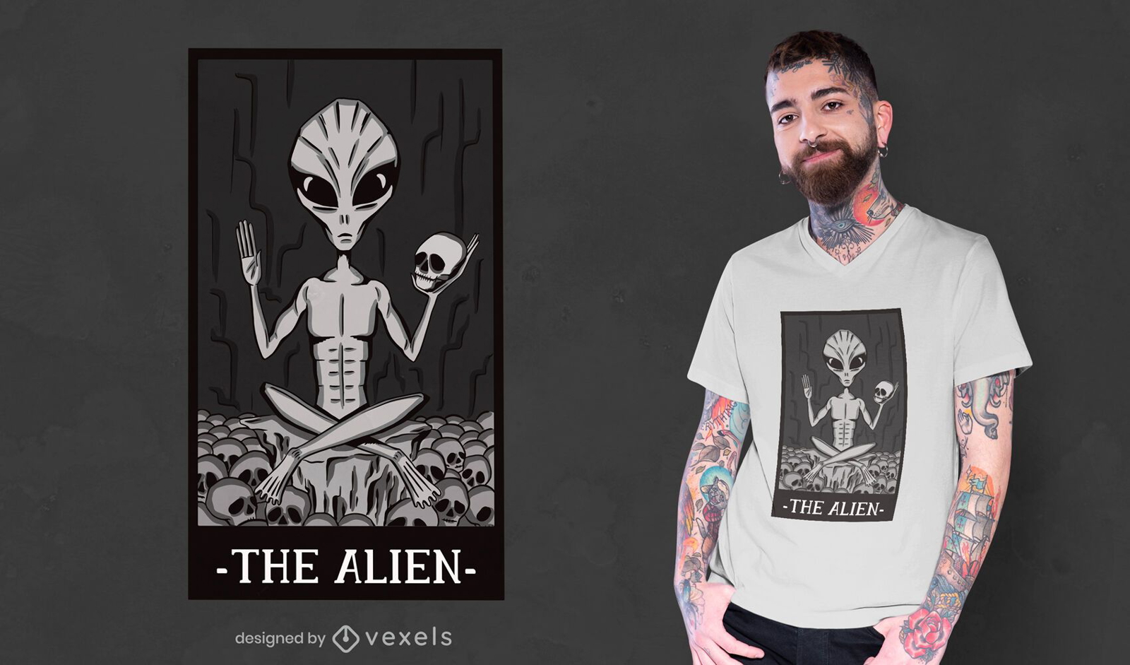 Das Alien-Karten-T-Shirt-Design
