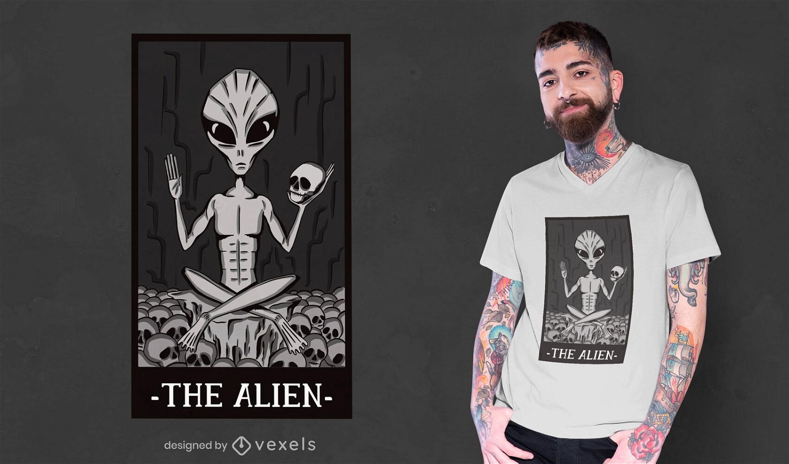 El dise?o de la camiseta de la tarjeta alien?gena.