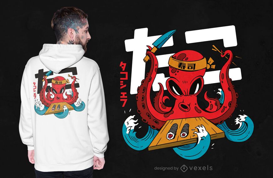 Diseño de camiseta de chef pulpo Diseño de camiseta de chef pulpo