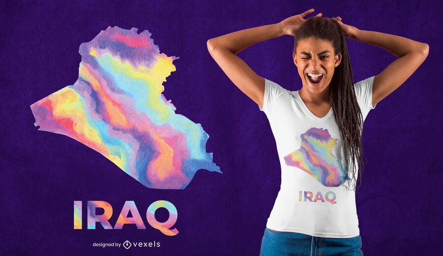 Desenho de camiseta do Iraque em aquarela Desenho de camiseta do Iraque em aquarela