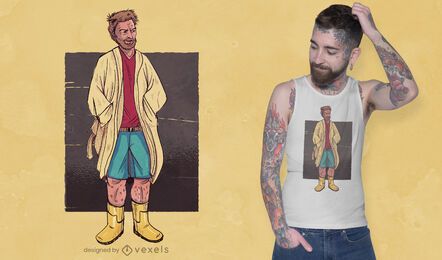 Hombre con diseño de camiseta de albornoz