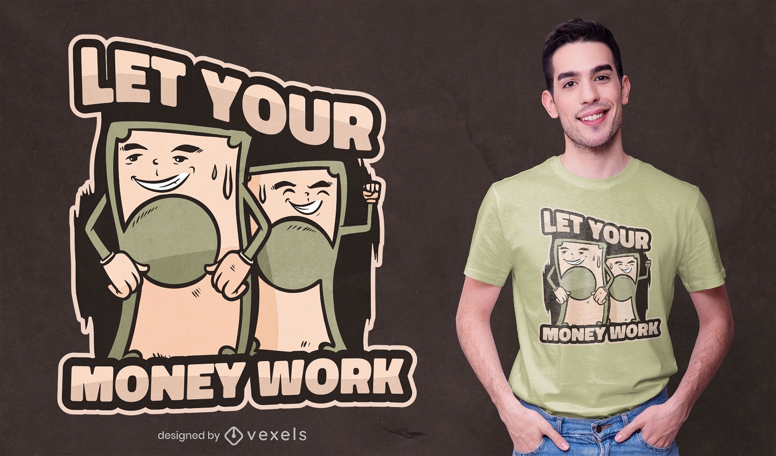 Diseño de camiseta de cita de trabajo de dinero