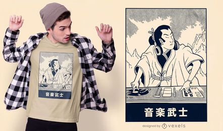 Diseño de camiseta samurai dj