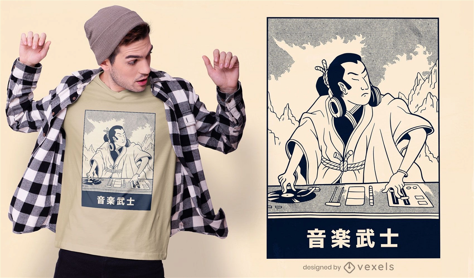 Design de camiseta Samurai DJ