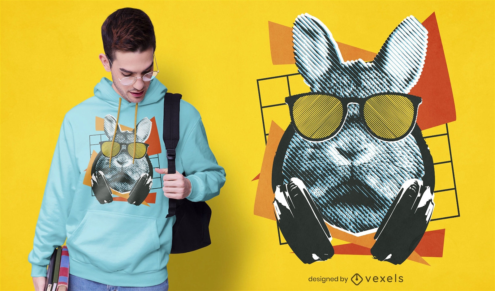 Cooles Kaninchen mit Sonnenbrillen-T-Shirt Design