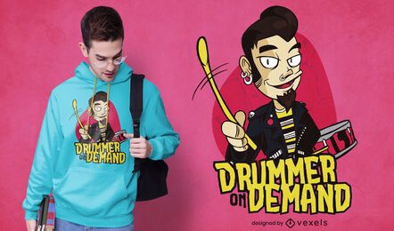 Design de camisetas sob demanda de baterista Design de camisetas sob demanda de baterista