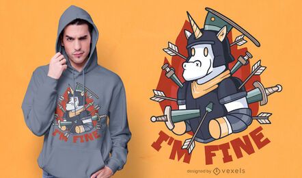 Diseño de camiseta de unicornio herido.