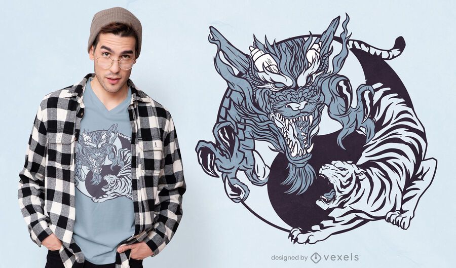 Diseño de camiseta de animales Yin yang. Diseño de camiseta de animales Yin yang.