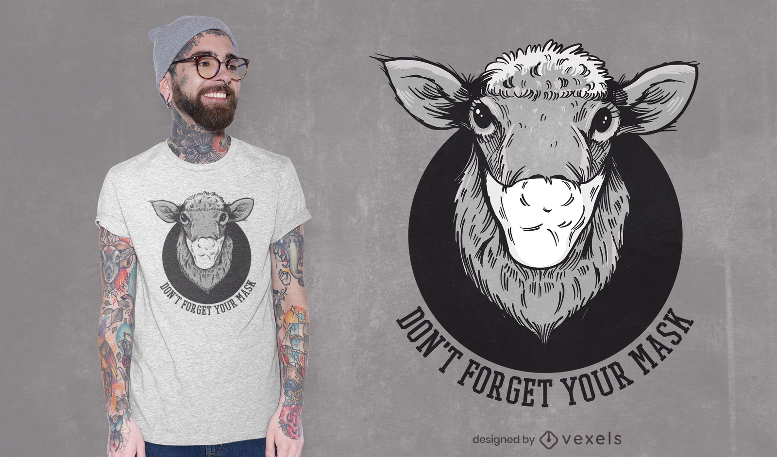 Face mask sheep t-shirt design