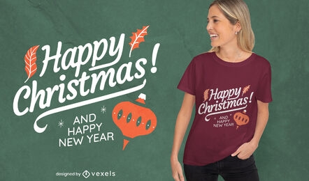 Diseño de camiseta de letras de feliz navidad