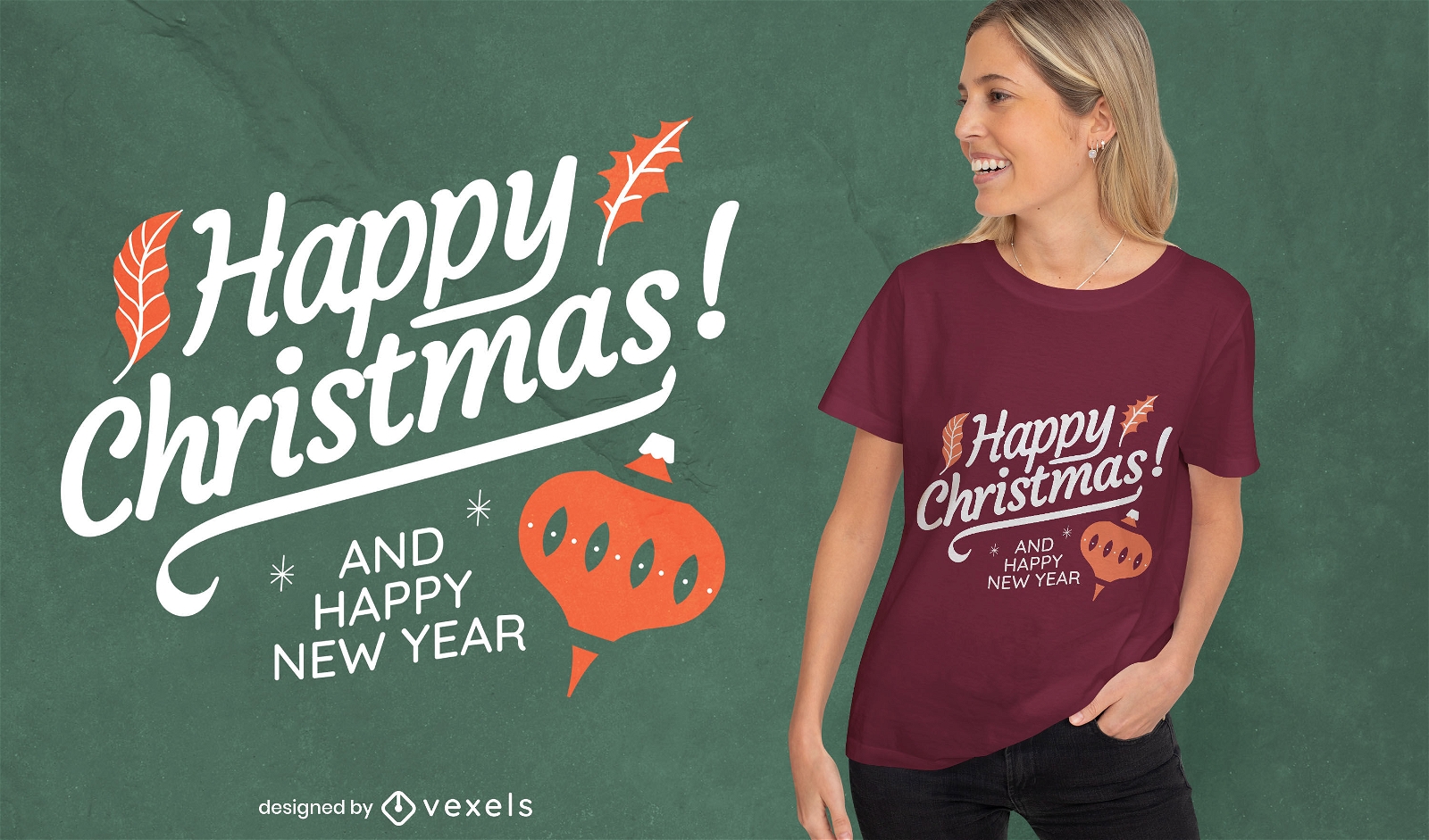 Diseño de camiseta de letras de feliz navidad