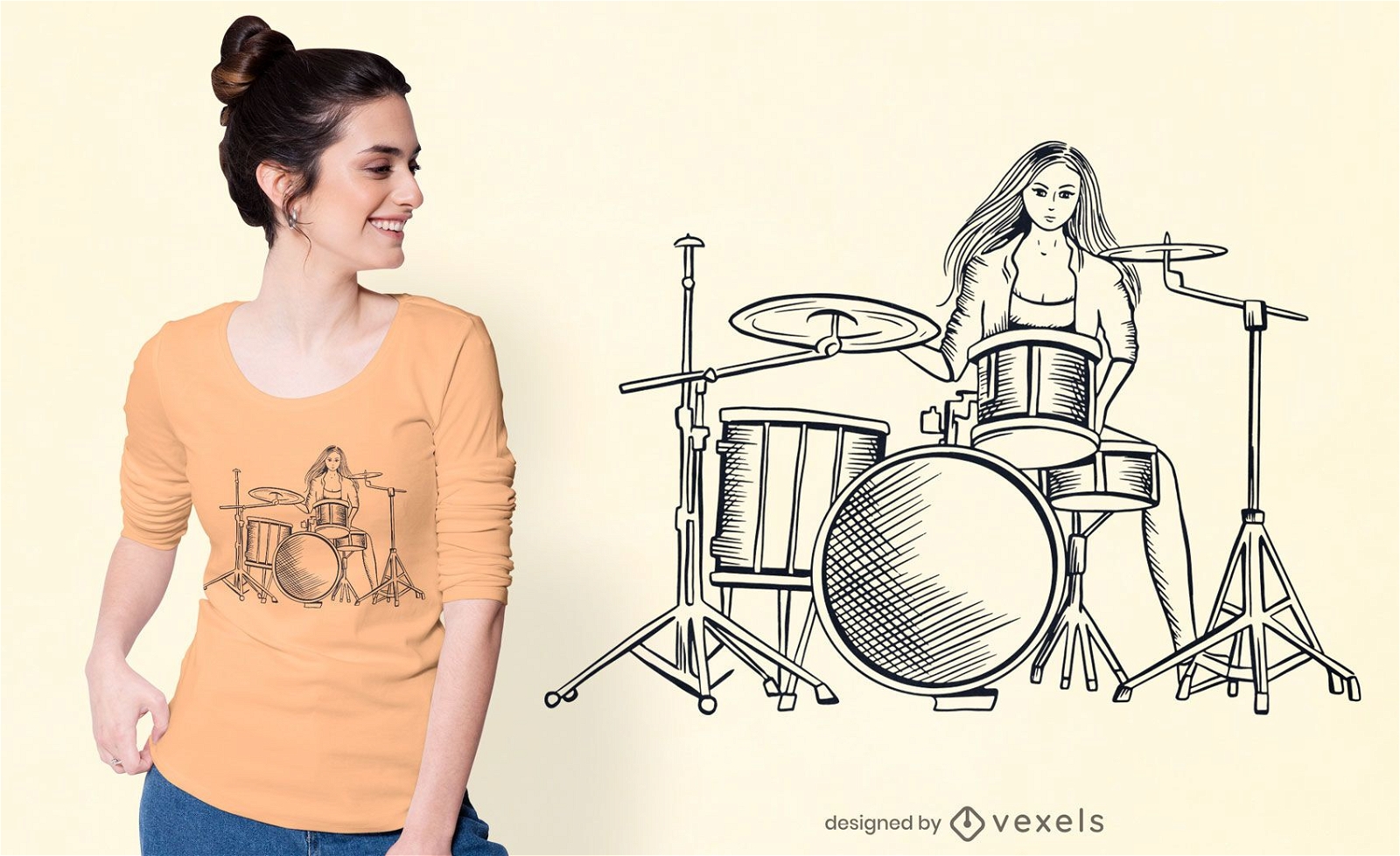 Design de camiseta para baterista