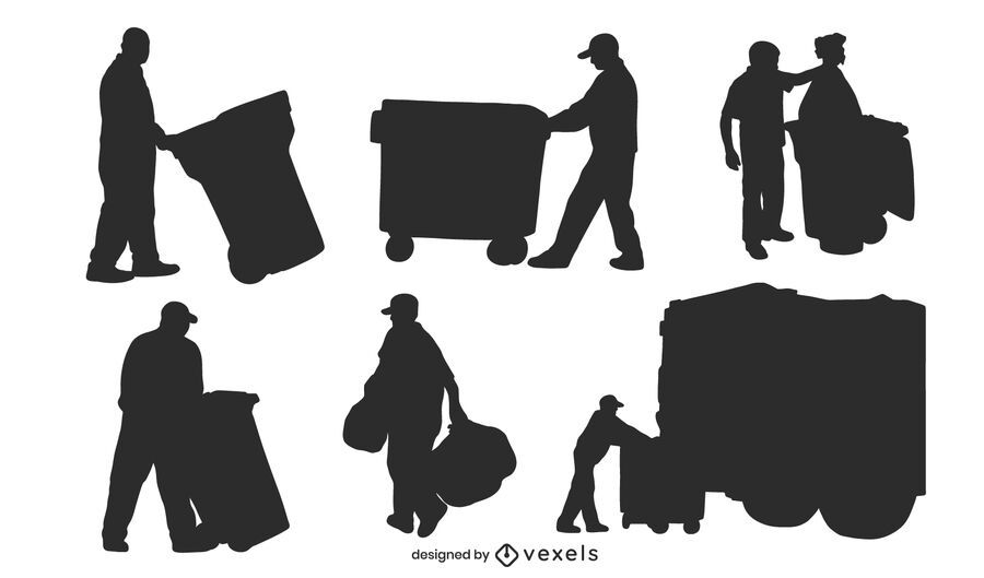 Garbageman silhouette set Garbageman silhouette set