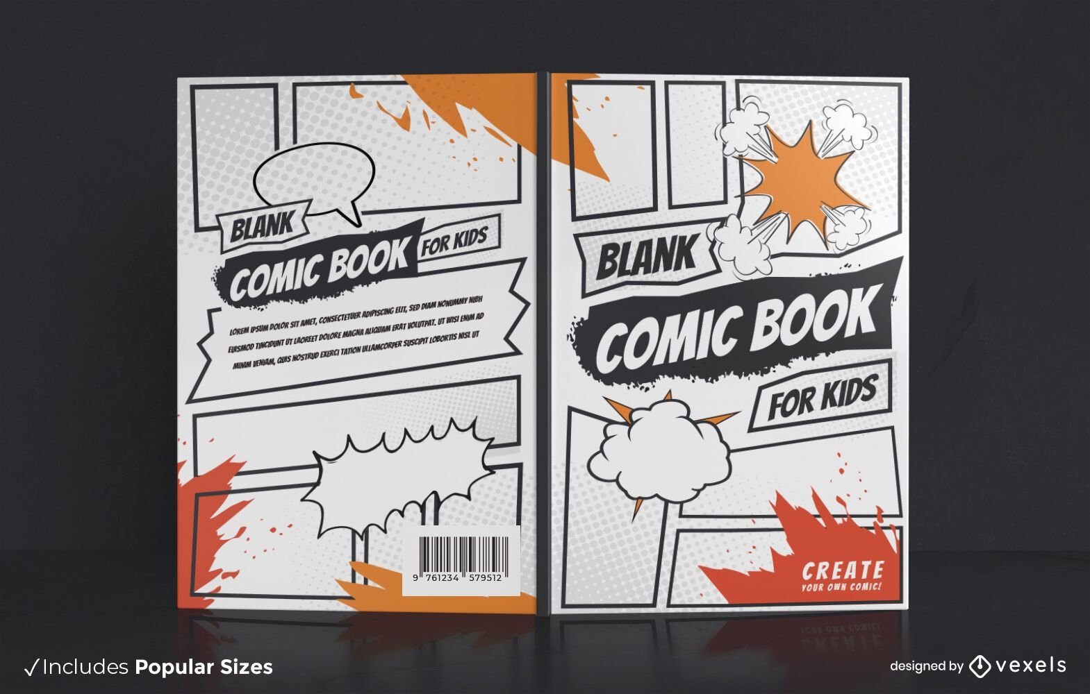 Design de capa de quadrinhos em branco
