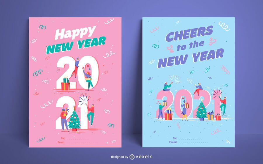 New year 2021 card set New year 2021 card set