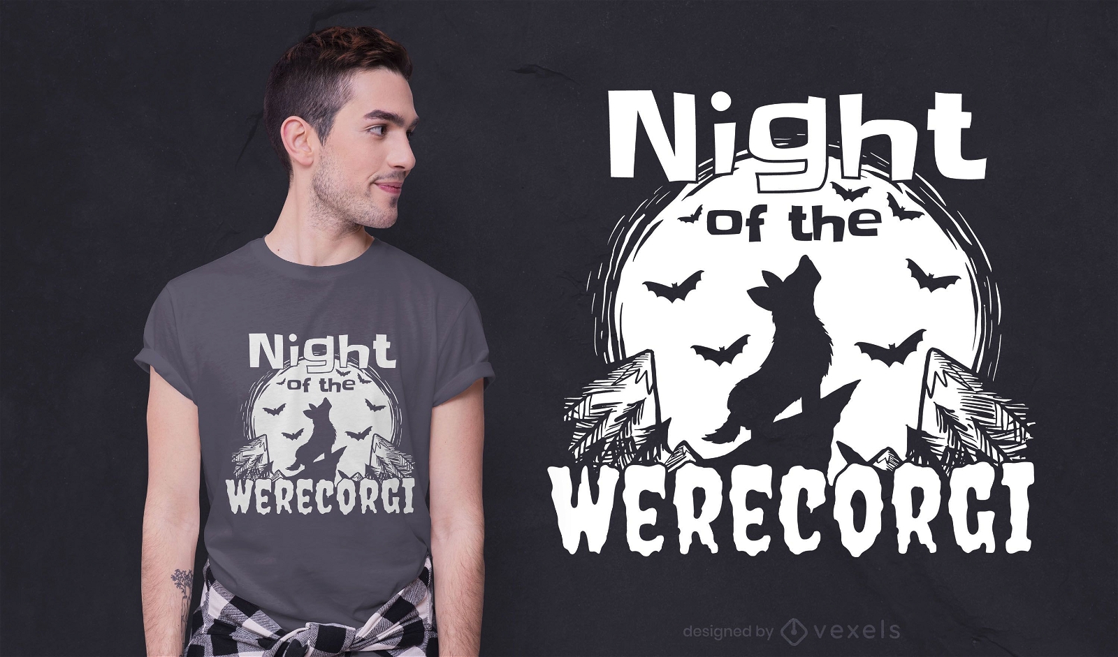 Werecorgi night t-shirt design