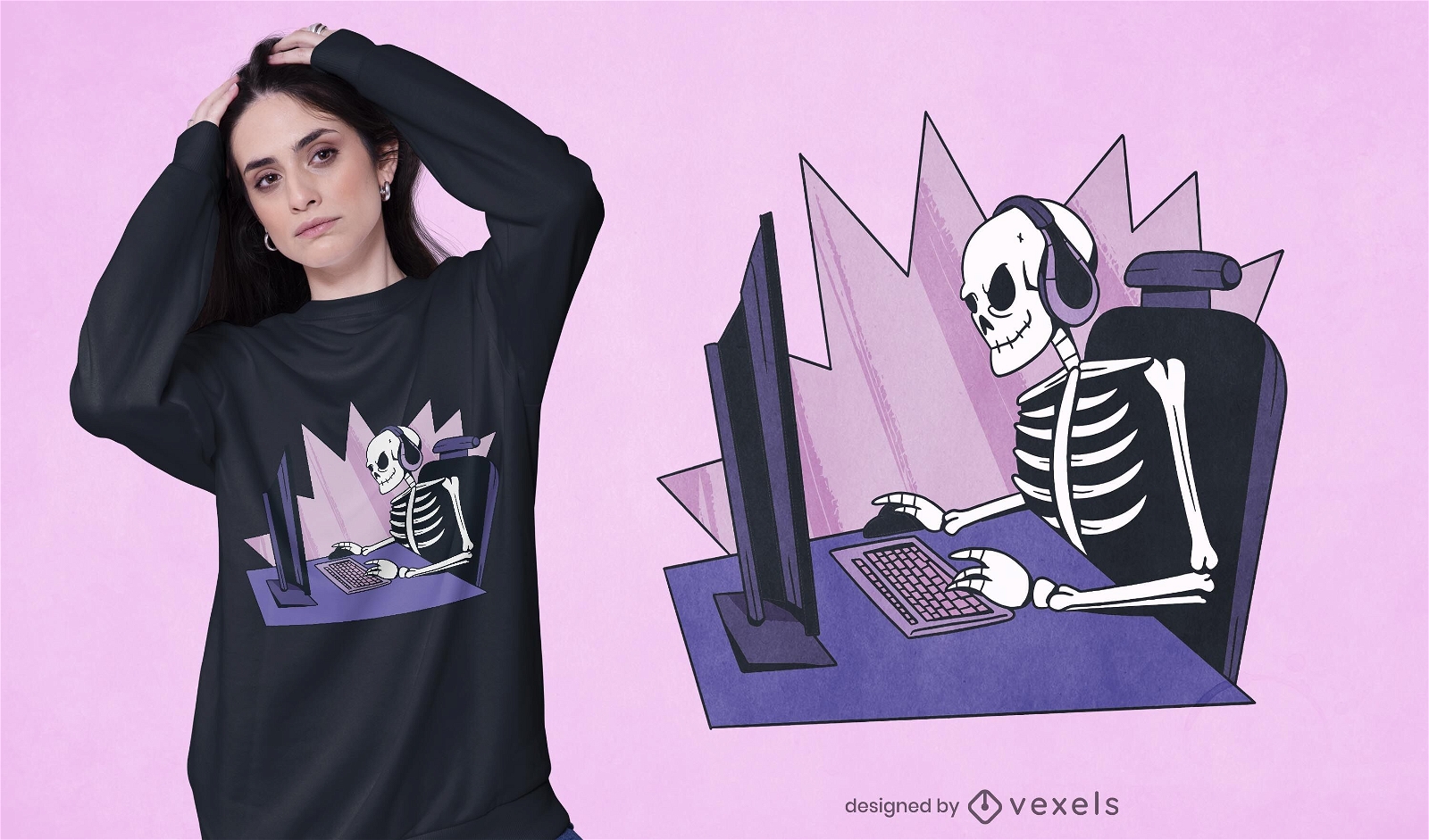 Design de camiseta de esqueleto de jogador