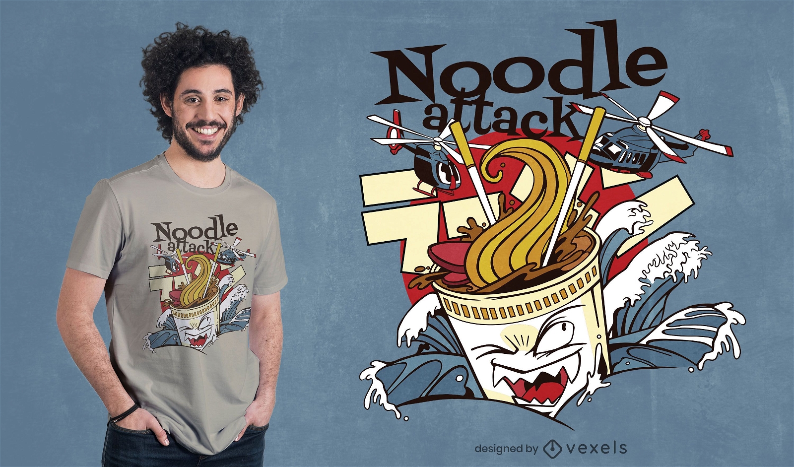 Design de t-shirt Noodle Attack
