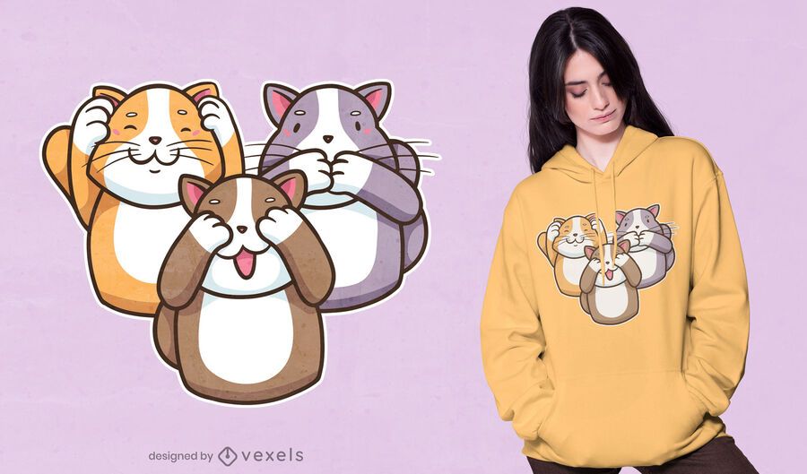 Three wise cats t-shirt design Three wise cats t-shirt design