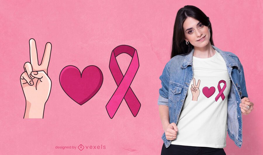 Diseño de camiseta de símbolos de cáncer de mama Diseño de camiseta de símbolos de cáncer de mama