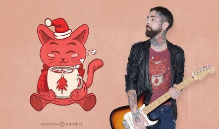Gato con diseño de camiseta de chocolate caliente. Gato con diseño de camiseta de chocolate caliente.