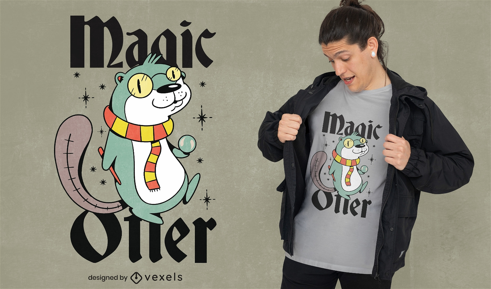 Otter character t-shirt design