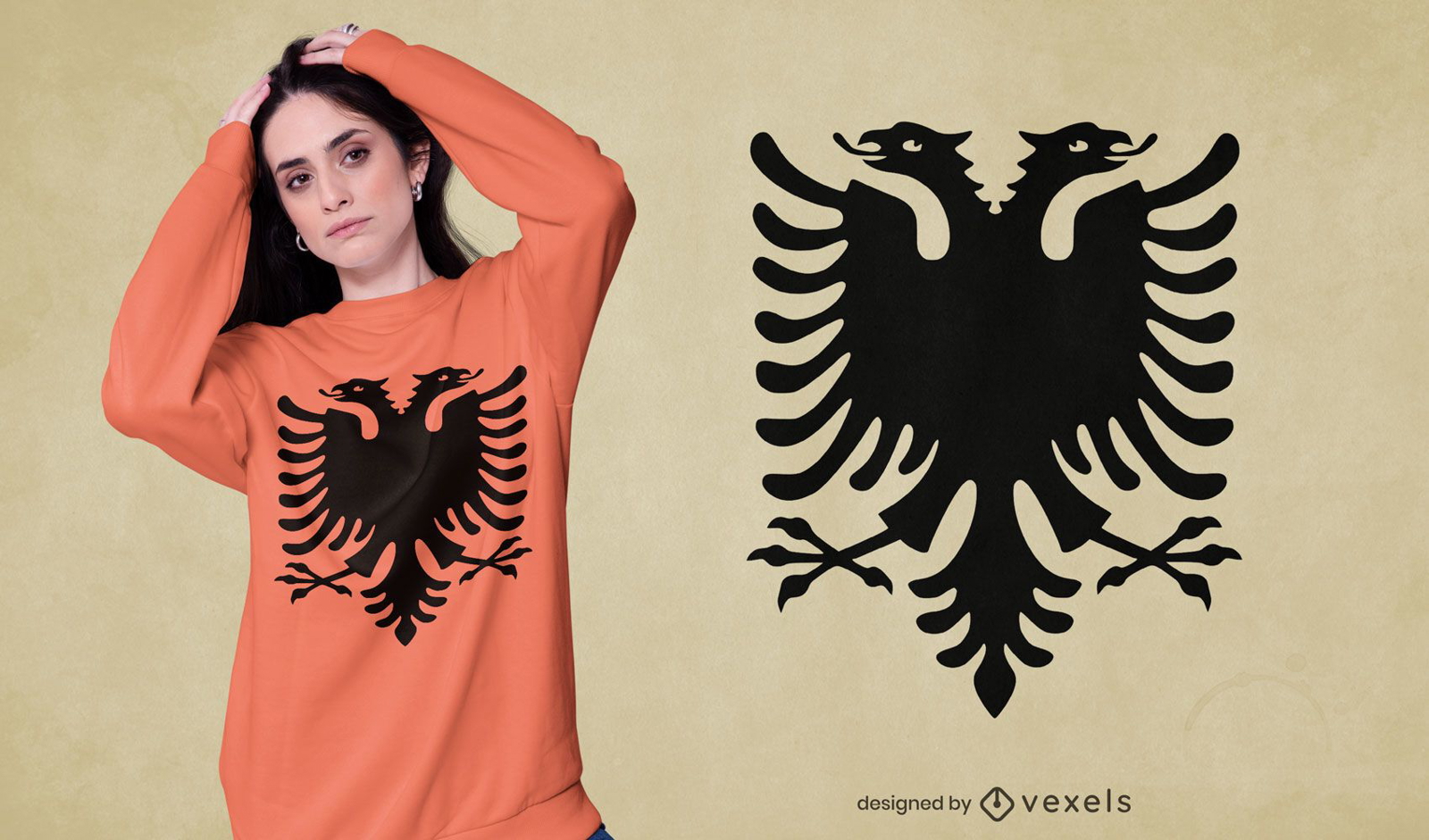 Design de t-shirt de águia de duas cabeças