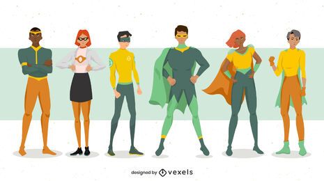 Superhero poses character set